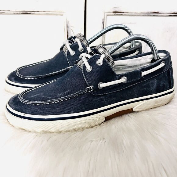 Sperry Top Sider Navy Blue & White Slip on Comfort Loafers Boat Shoes -Mens 8.5M - Picture 1 of 8